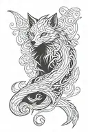 nine tailed fox tattoo design idea