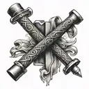 hammer and chisel crossed  tattoo design idea