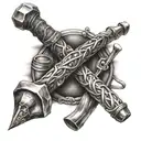 hammer and chisel crossed  tattoo design idea