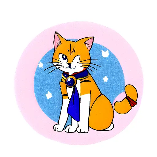 sailor moon anime cat tattoo design idea