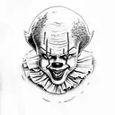 pennywise with ballons tattoo design idea