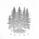 Lebanese cedar tree with crusafix  tattoo design idea