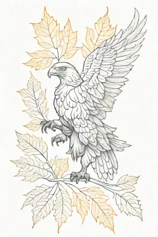 Eagle bright fall leaves tattoo design idea