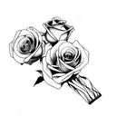 Skeleton hand holding roses tattoo design idea