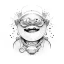 "Laughing with joy at the struggle" (text quote)  tattoo design idea