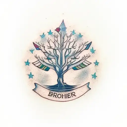 Tree with my siblings names tattoo design idea