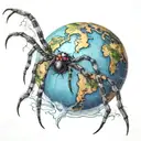 spider crawling over planet earth globe tattoo design idea