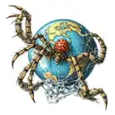 spider crawling over planet earth globe tattoo design idea