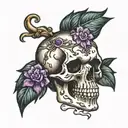 Skull with Amethyst crystals growing out of it  tattoo design idea