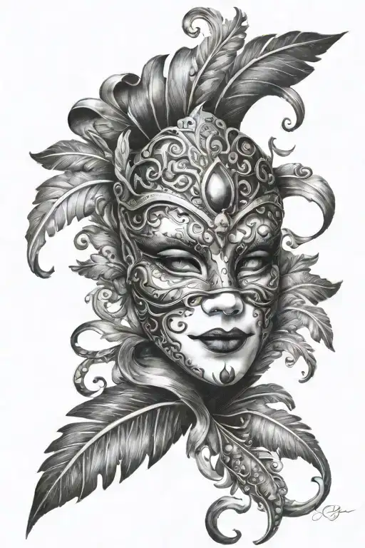 carnival mask tattoo design idea