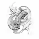 scales balancing life and time  tattoo design idea