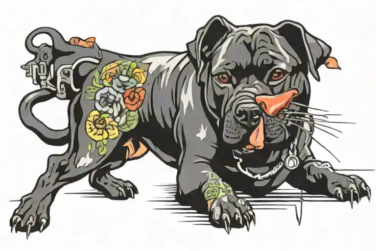 black staffy tattoo design idea