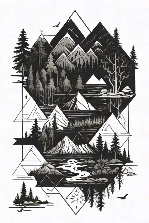 wilderness scene tattoo design idea