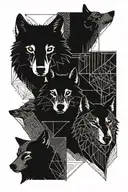 wolf family and date 2020 Nov 23 number in hidden message tattoo design idea