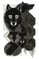 wolf family and date 2020 Nov 23 number in hidden message tattoo design idea