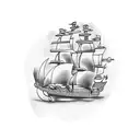 Pirate ship on fire tattoo design idea