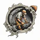 man in hole digging with shovel tattoo design idea