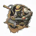 man in hole digging with shovel tattoo design idea