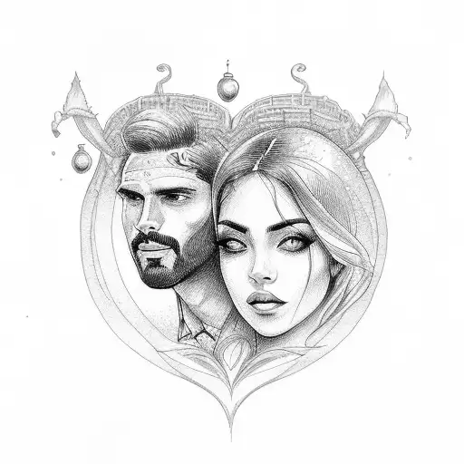 italian man and beautiful mexican woman in love  tattoo design idea