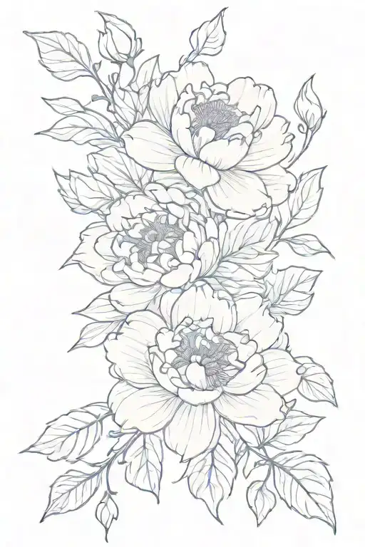 peony water lily vine wrapping tattoo design idea