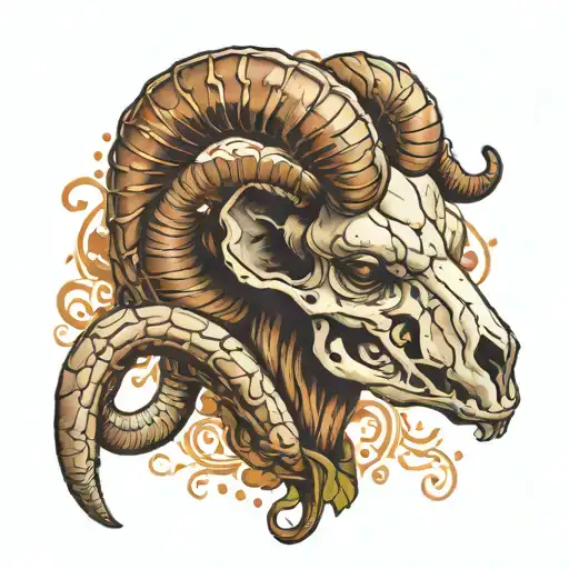aries ram skull tattoo design idea