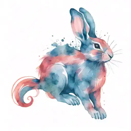 happy red rabbit with black eyes  tattoo design idea