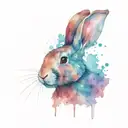 happy red rabbit with black eyes  tattoo design idea