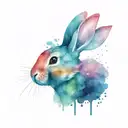 happy red rabbit with black eyes  tattoo design idea