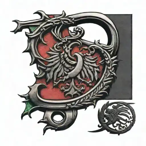 albanian flag intertwined with a letter g  tattoo design idea