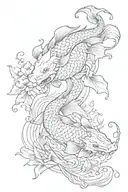 one dragon. two koi fish tattoo design idea
