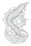 one dragon. two koi fish tattoo design idea