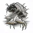 thunderstorms lightning rain  tattoo design idea