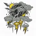 thunderstorms lightning rain  tattoo design idea