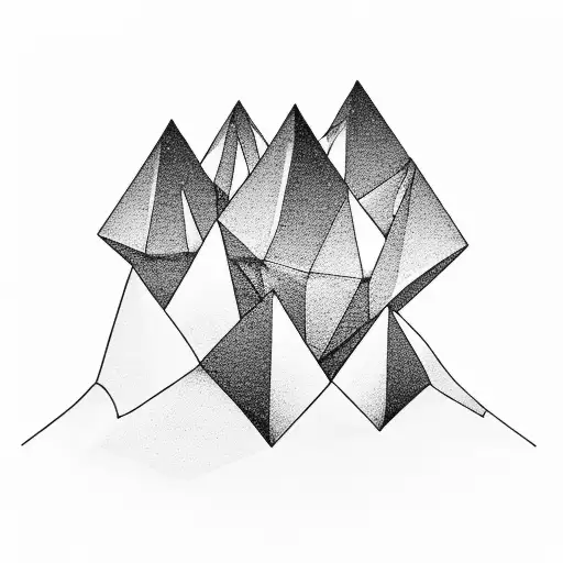 diamond shaped, 2 peoples walking on themountains  tattoo design idea