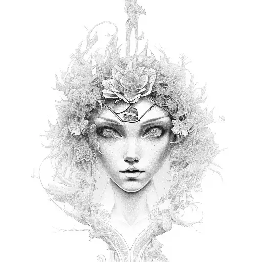 angel clematis tattoo design idea