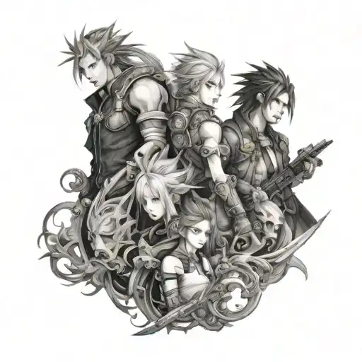 final Fantasy game characters tattoo design idea