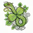 snake and 4 leaf clover made tattoo design idea