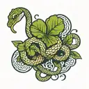 snake and 4 leaf clover made tattoo design idea