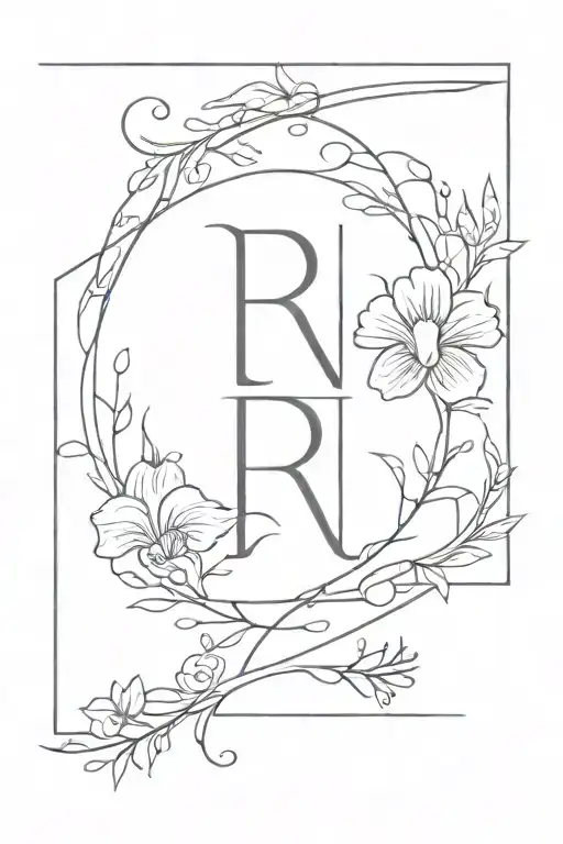 letters R N T, family tattoo design idea