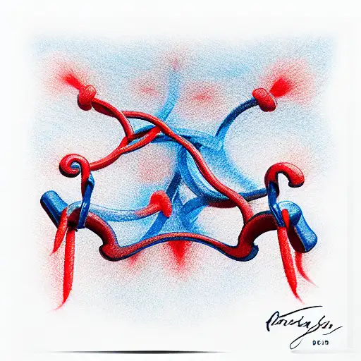 red swings on blue supports, with a solid seat with slight wear on an ordinary p tattoo design idea