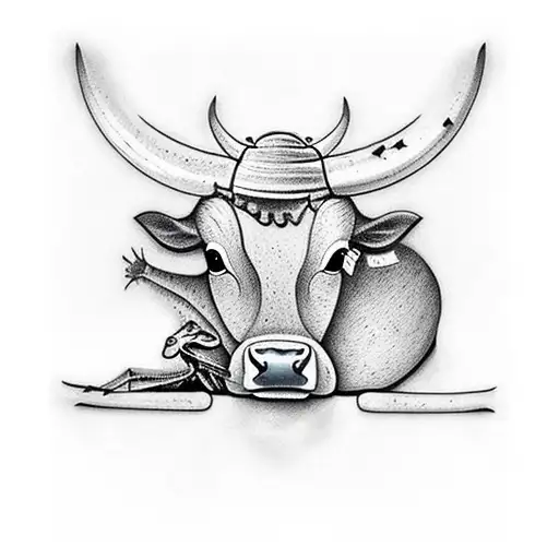 Cow and Preying Mantis tattoo design idea