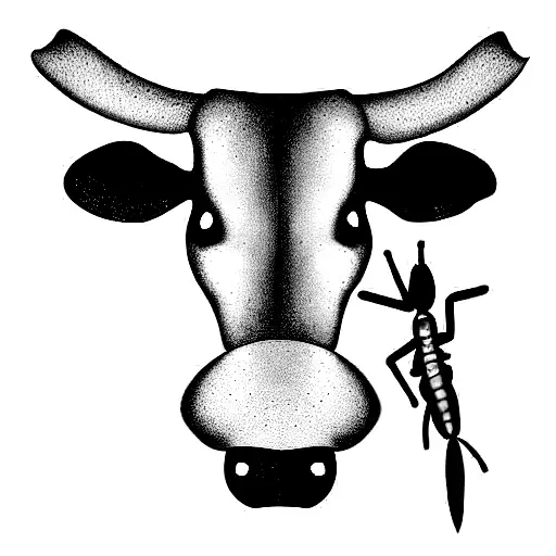 Cow and Preying Mantis tattoo design idea