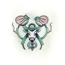 Cow and preying mantis tattoo design idea