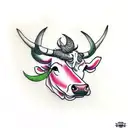 Cow and preying mantis tattoo design idea