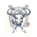 Cow and preying mantis tattoo design idea