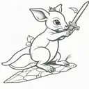 a meancing baby kangaroo pulling king arthurs excalibur sword out of a stone tattoo design idea