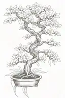 a sakura bonsai tree intertwined with leaves falling   tattoo design idea