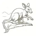 a meancing baby kangaroo pulling excalibur out of a stone  tattoo design idea