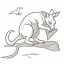 a meancing baby kangaroo pulling excalibur out of a stone  tattoo design idea