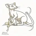 a meancing baby kangaroo pulling excalibur out of a stone  tattoo design idea